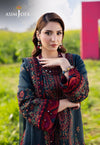 ASIM JOFA-3PC DHANAK EMBROIDERED SHIRT WITH DHANAK EMBROIDERED SHAWL AND TROUSER - 677