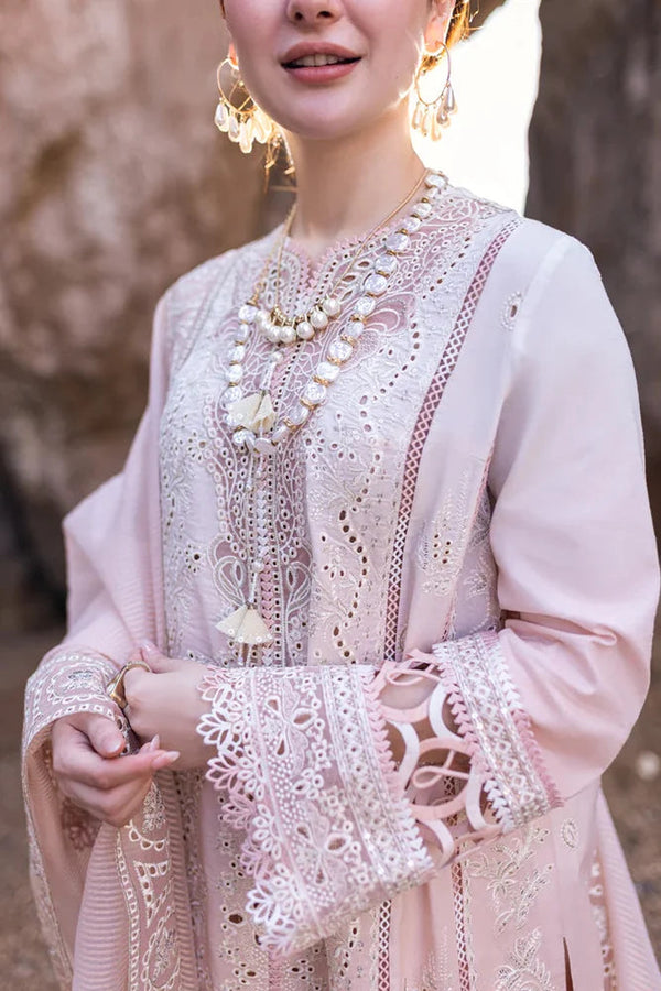 3PC LAWN EMBROIDERED SHIRT WITH ORGANZA EMBROIDERED DUPATTA AND TROUSER - HZG2180