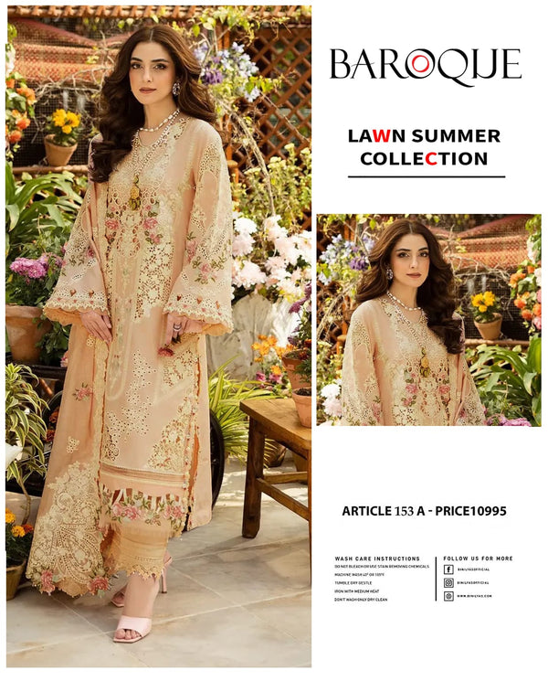 3 Pc Unstitched Lawn Ebroidered Suit 999