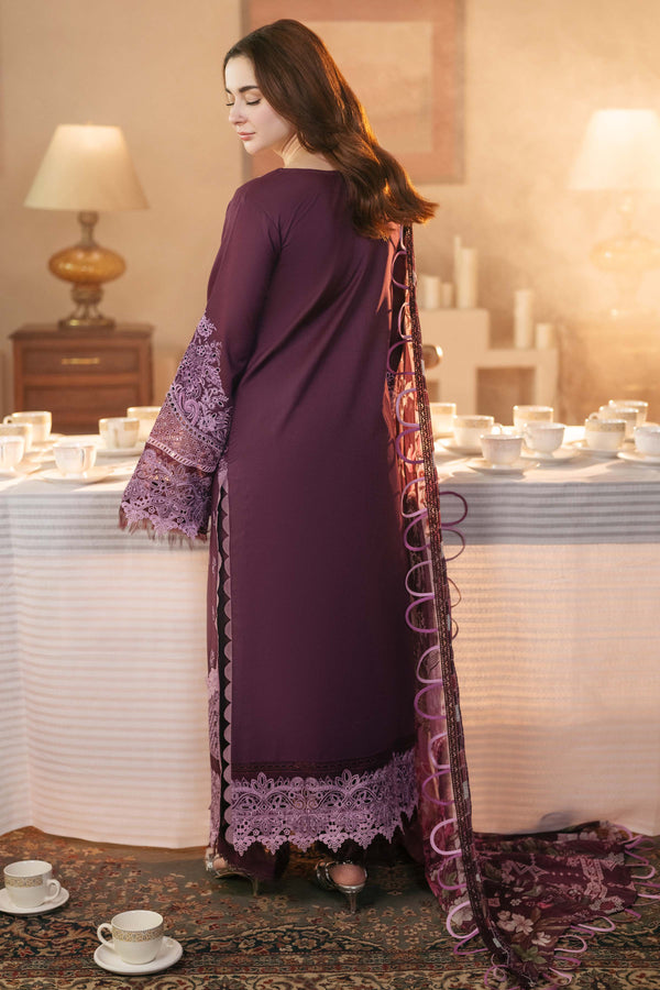 3PC DHANAK SEQUENCE EMBROIDERED SHIRT WITH COUTRAI PRINTED SHAWL & DHANAK TOUSER-BIC- 671
