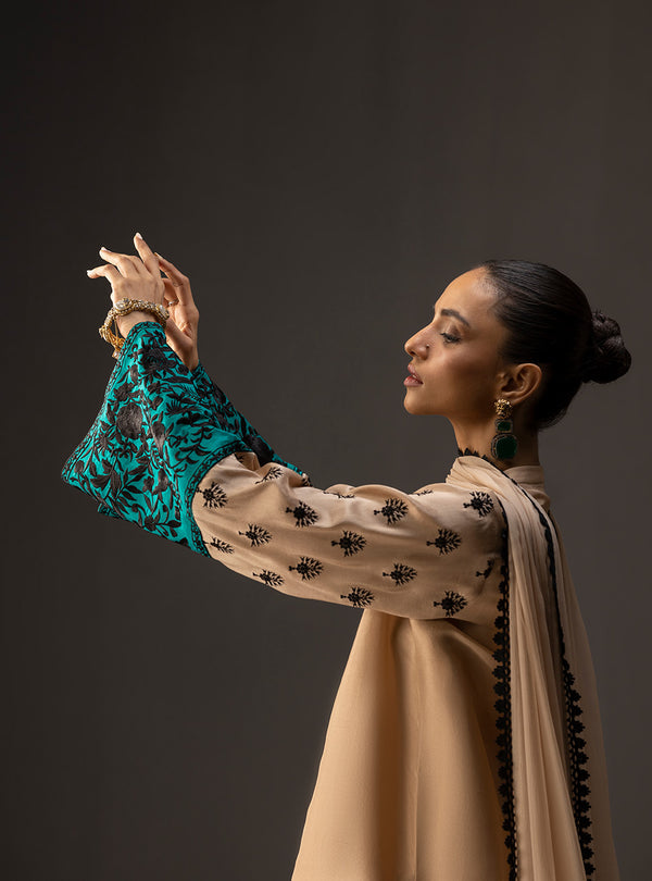 3 Piece Unstitched Embroidered and Printed SIlk Suit 229