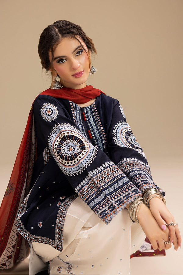 - UNSTITCHED 3PC DHANAK EMBROIDERED SUIT 241