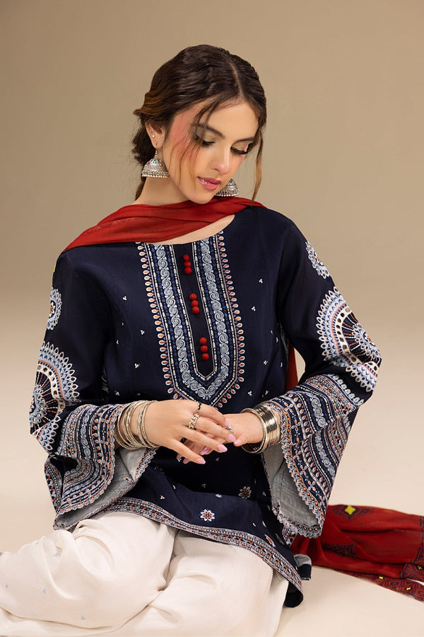- UNSTITCHED 3PC DHANAK EMBROIDERED SUIT 241