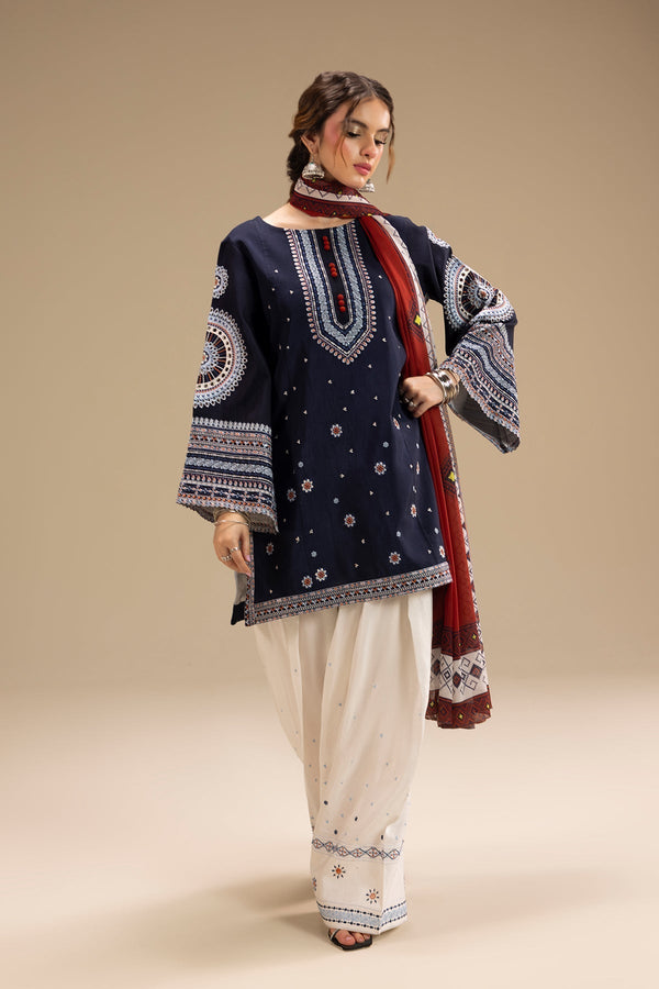 - UNSTITCHED 3PC DHANAK EMBROIDERED SUIT 241