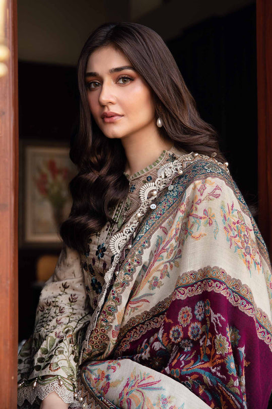 Dhanak-3PC Embroidered Shirt with Digital Printed Wool Shawl 669