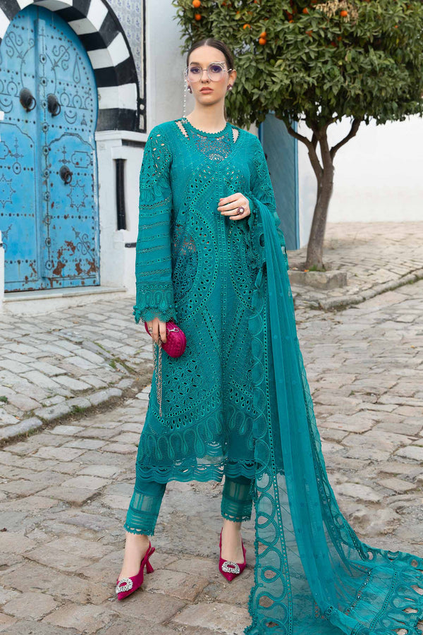 3Pc Embroidered Lawn Shirt with Embroidered Bamber Chiffon Dupatta MB2595