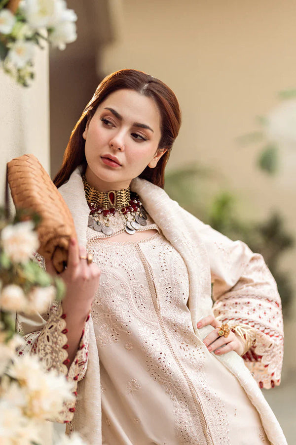 Click to enlarge 3Pc Embroidered Lawn Shirt with Embroidered Cotton Net Dupatta QL 2660