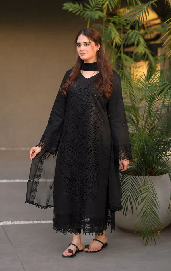 BLACK LAWN CHIKANKARI EMBROIDERED SUIT 997