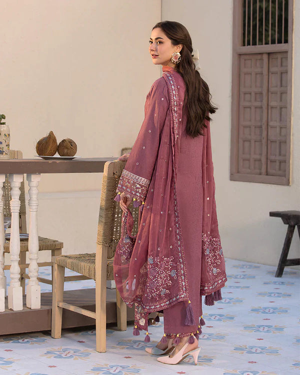 Dhanak-3PC Embroidered Shirt with Chiffon Embroidered Dupatta-1321W