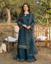 Dhanak-3PC Embroidered Shirt with Organza Embroidered Dupatta- 1350