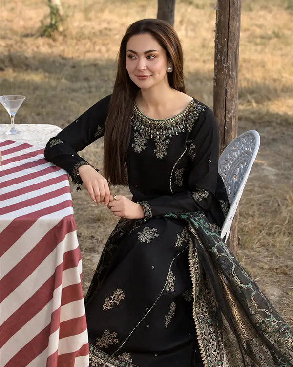 Dhanak -3PC Embroidered Shirt with Digital Printed Silk Dupatta-109