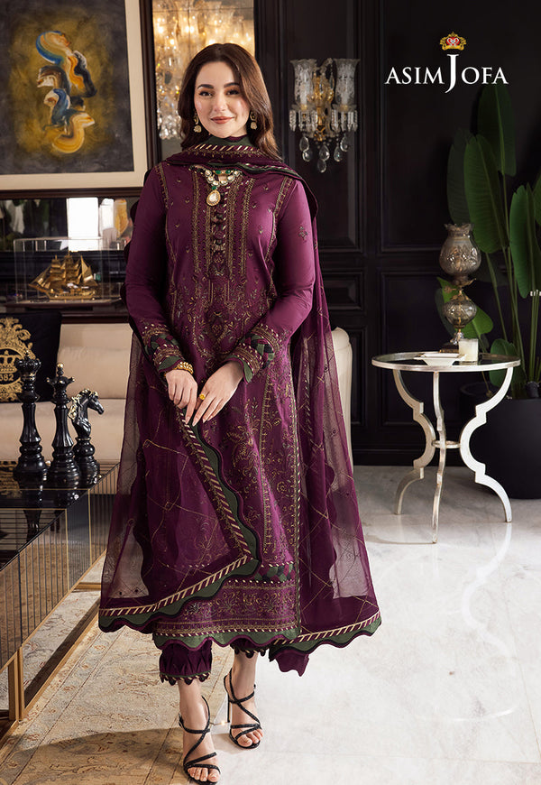 Asim Jofa Dhanak 3PC Embroidered With Chiffon Embroidered Dupatta V668
