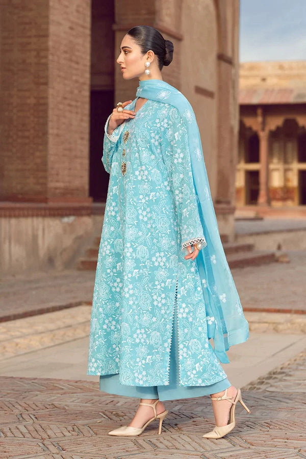 3 Piece Embroidered Lawn Shirt with Embroidered Chiffon dupatta BR08