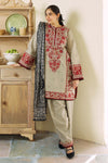 ZS 57-3 Piece Unstitched Heavy Embroidered Dhanak Suit ( Fine Printed Wool Shawl)