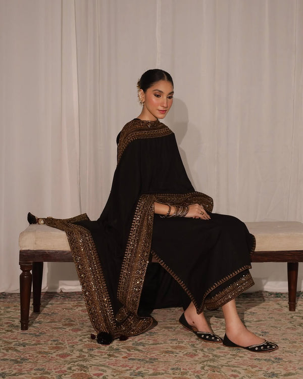 Black Mystique DhanakUnstitched| 3-Piece Stitched Suit- 239