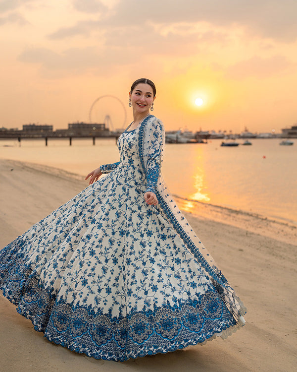 3PC LAWN EMBROIDERED SHIRT WITH NET EMBROIDERED DUPATTA AND TROUSER V718