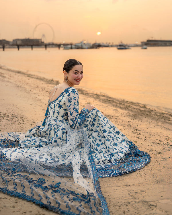 3PC LAWN EMBROIDERED SHIRT WITH NET EMBROIDERED DUPATTA AND TROUSER V718