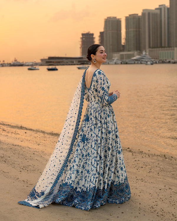 3PC LAWN EMBROIDERED SHIRT WITH NET EMBROIDERED DUPATTA AND TROUSER V718