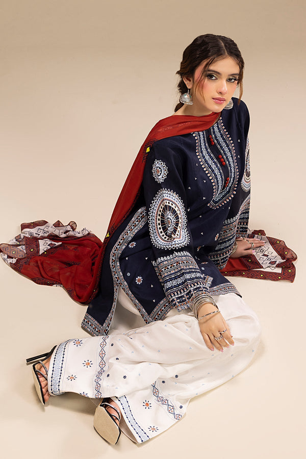 - UNSTITCHED 3PC DHANAK EMBROIDERED SUIT 241