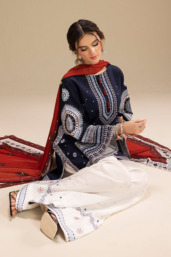 - UNSTITCHED 3PC DHANAK EMBROIDERED SUIT 241