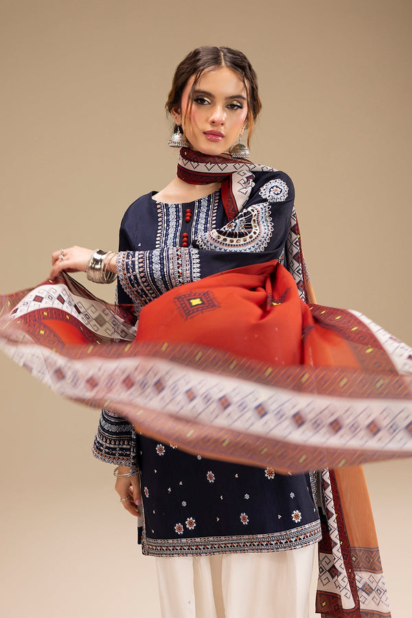 - UNSTITCHED 3PC DHANAK EMBROIDERED SUIT 241