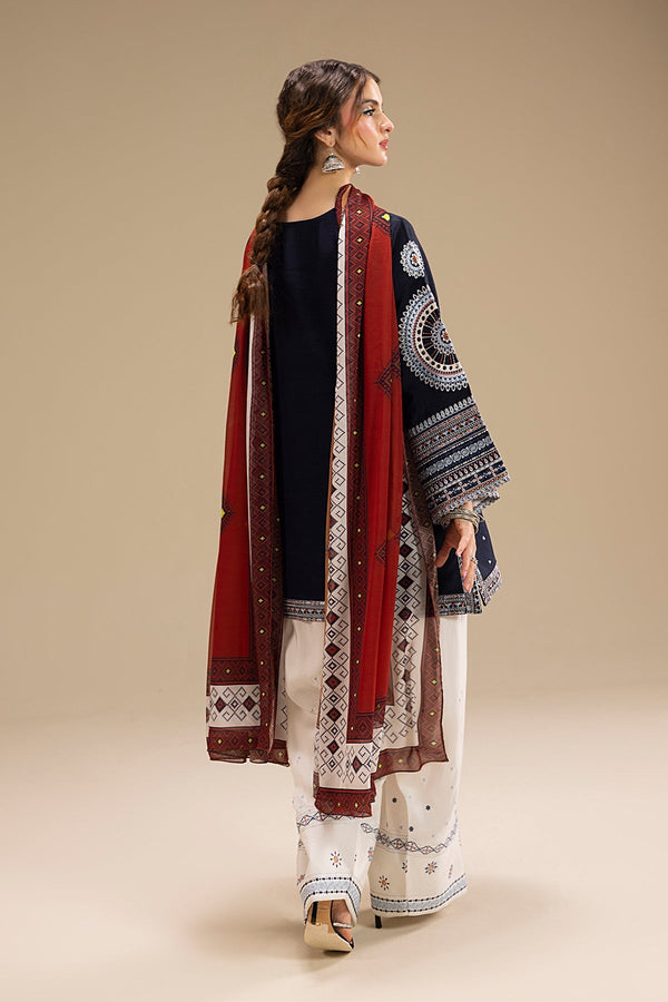 - UNSTITCHED 3PC DHANAK EMBROIDERED SUIT 241