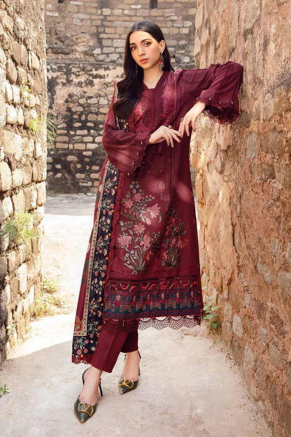 3PC DHANAK EMBROIDERED SHIRT WITH TWILL PRINTED SHAWL- 213
