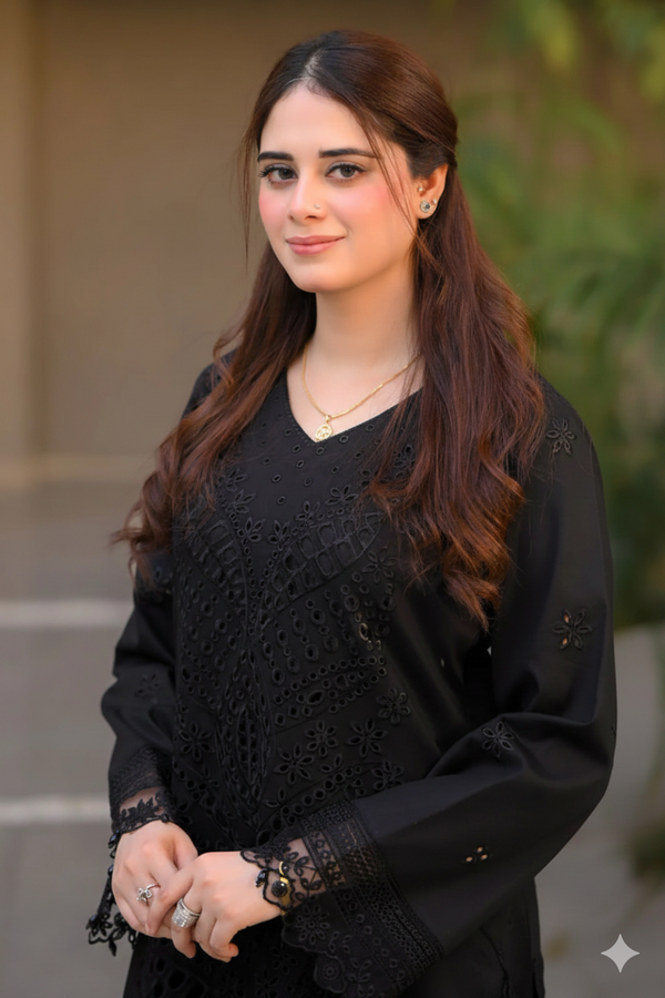 BLACK LAWN CHIKANKARI EMBROIDERED SUIT 997